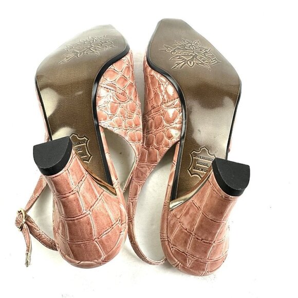 J Renee Tandra Heel 7 Pale Pink Croc. Embossed Slingback Shoes Womens Brand NEW - Picture 9 of 10